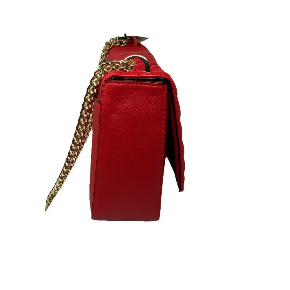 Victoria Secret Red Quilted Gold Chain Rhinestone Bond Street Crossbody Bag‎